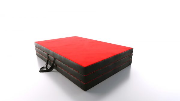 materac gimnastyczny składany z atestem czerwono - czarny