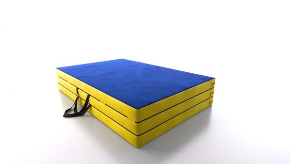 materac gimnastyczny z atestem składany niebiesko - żółty