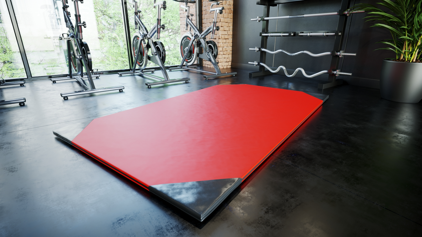 Materac czerwony na siłowni